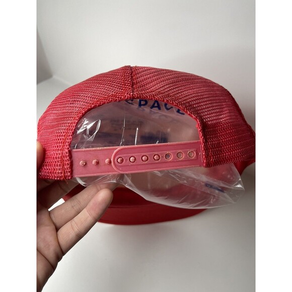 Vintage 80s Trucker Hat Red Mesh Snapback "THINK and Surprise Us All" Sarcasm - Picture 2 of 5
